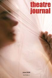Journal front cover featuring image of a face and hand behind a layer of white gauze curtain; face in profile on the left edge of the image and hand on the right edge
